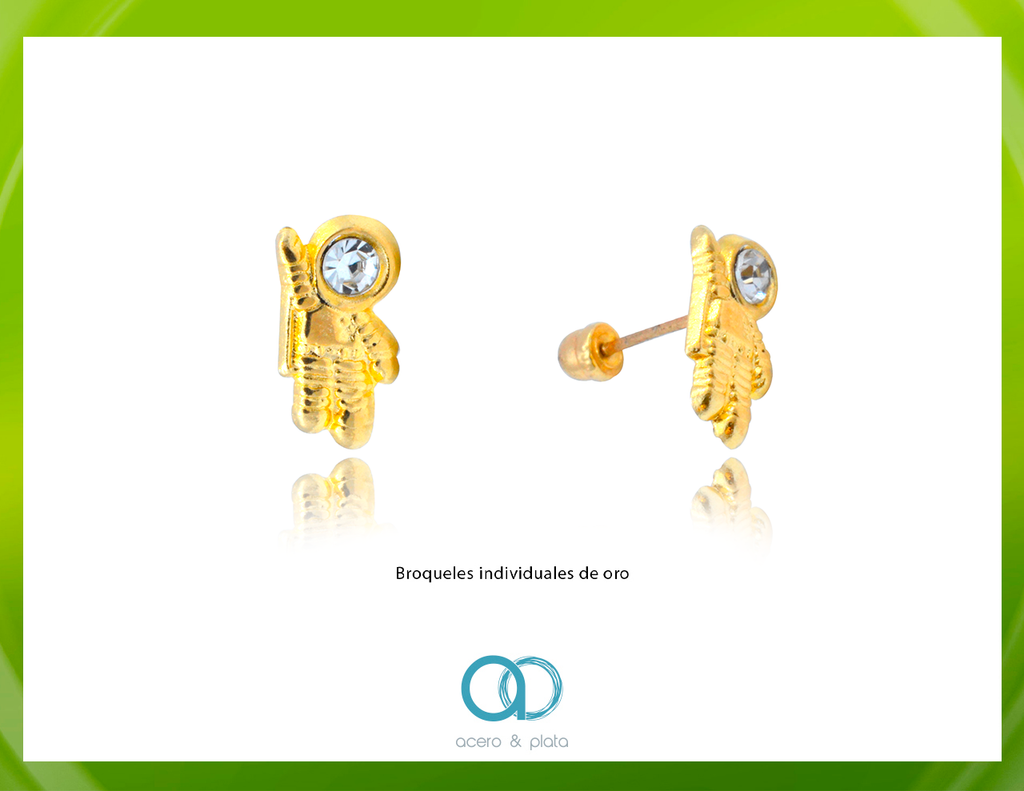 Broquel de Oro de Astronauta con Zirconia 10 K