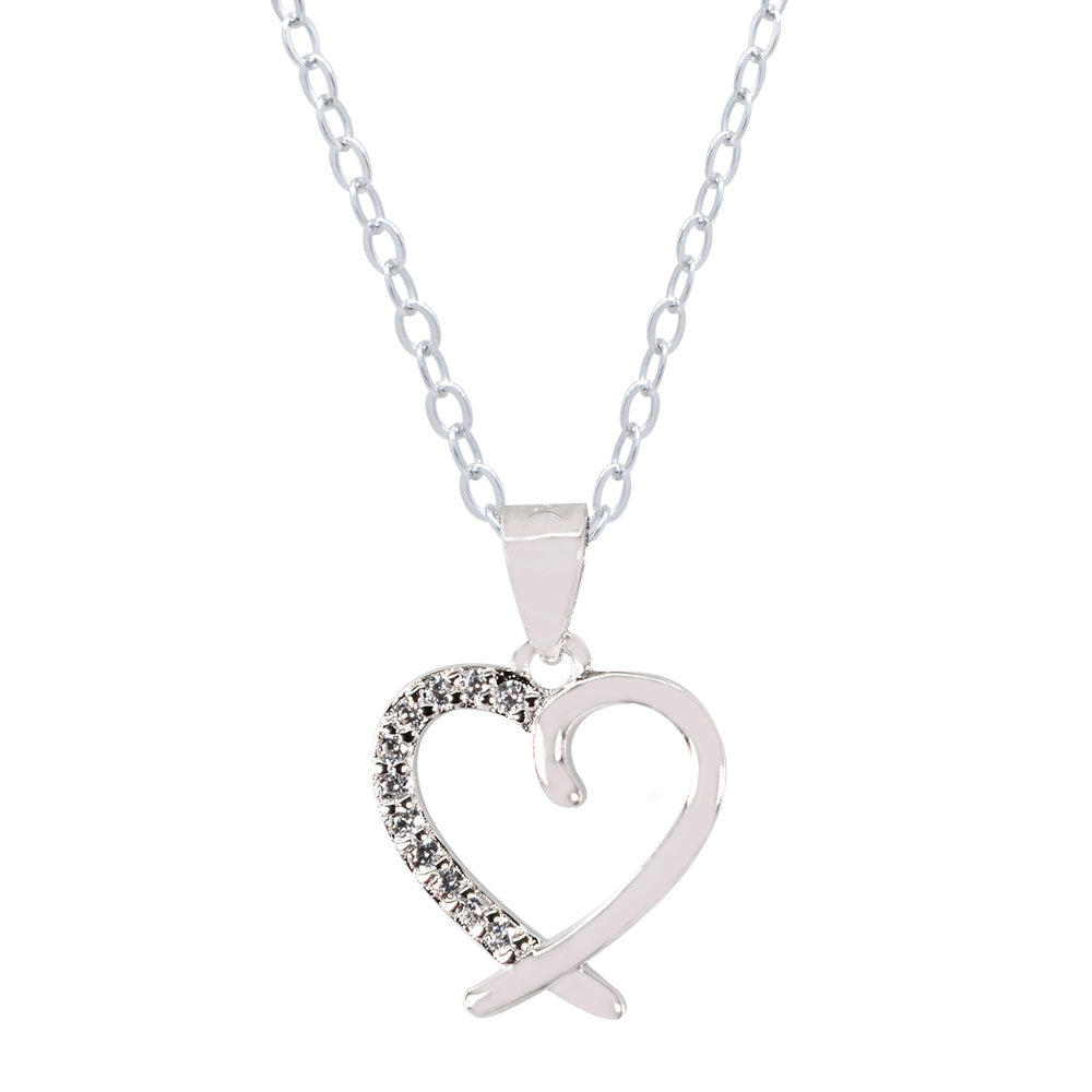 Gargantilla de Corazón Biselado con Zirconias en Plata .925