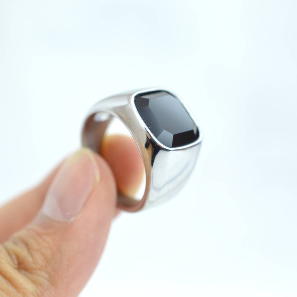 Anillo De ónix Y Acero Inoxidable Con Forma De Calavera Para