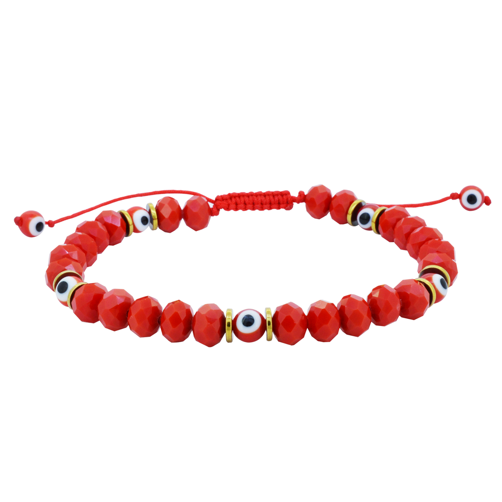 Pulsera de Ojos Turcos con Cuentas de Cristal y Hematita.