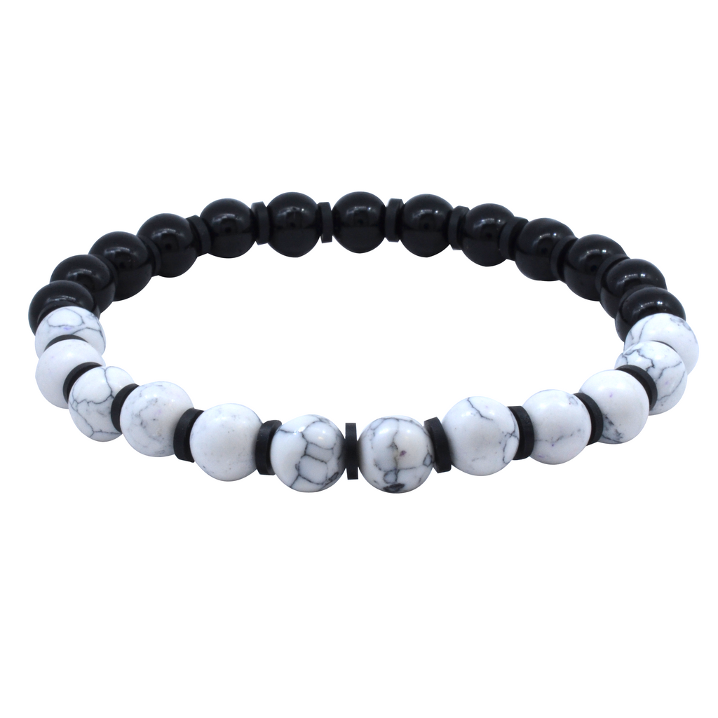 Pulsera de Piedra Volcánica con Jaspe Blanco 8 mm