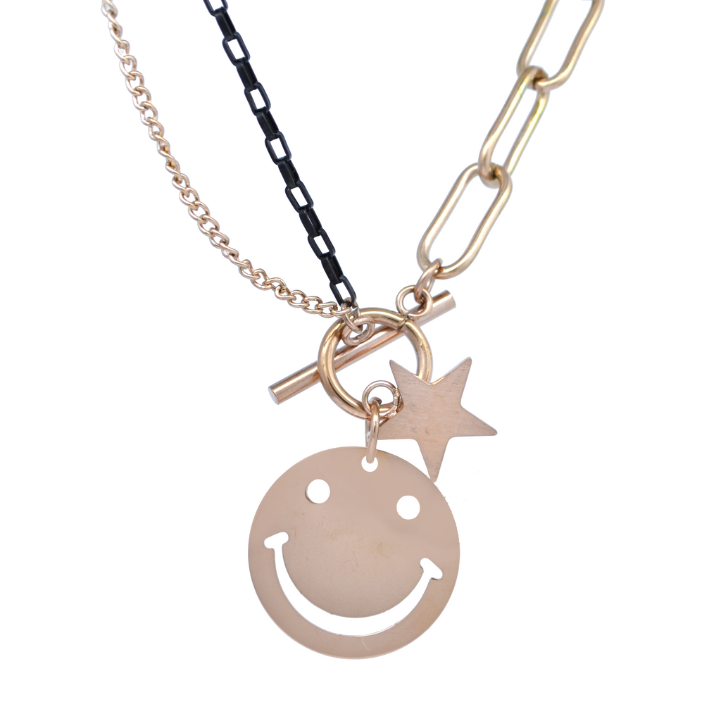 Gargantilla Happy Face En Acero Rosa