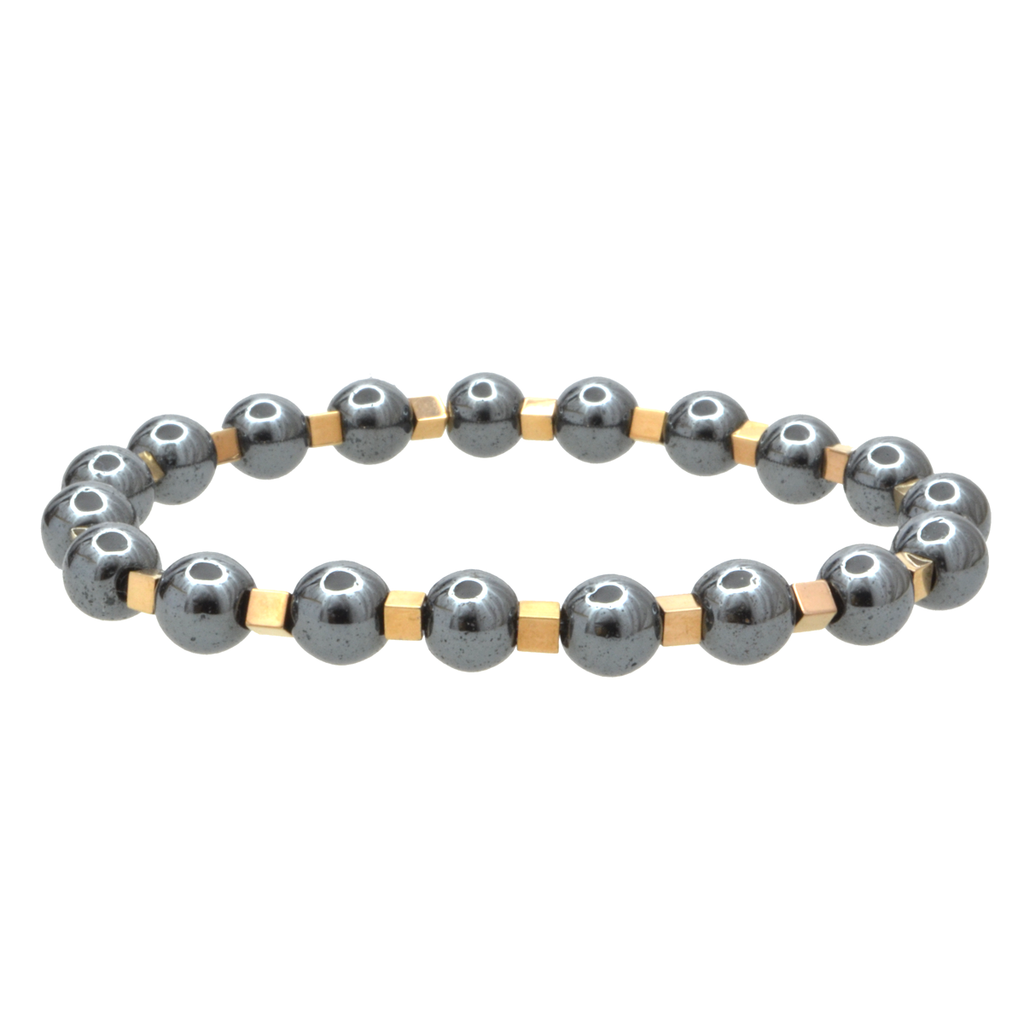 Pulsera de Hematita Gris y Rosa Para Caballero