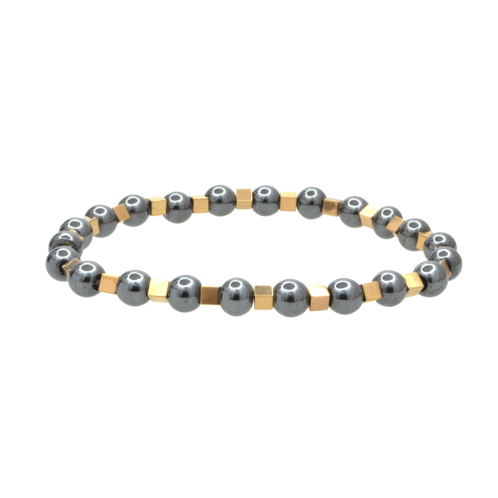 Pulsera de Hematita Gris y Rosa Para Dama