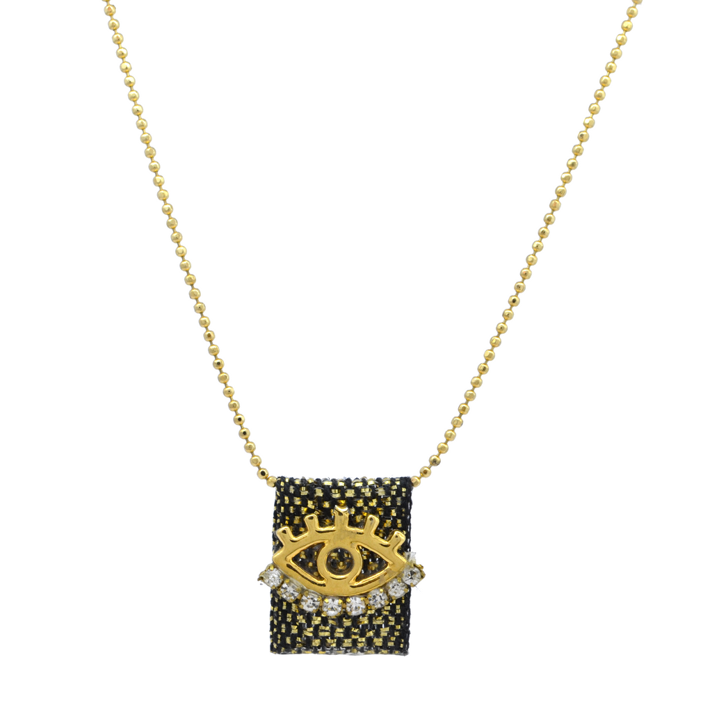 Collar Chapa de Oro con ojo de Zirconias