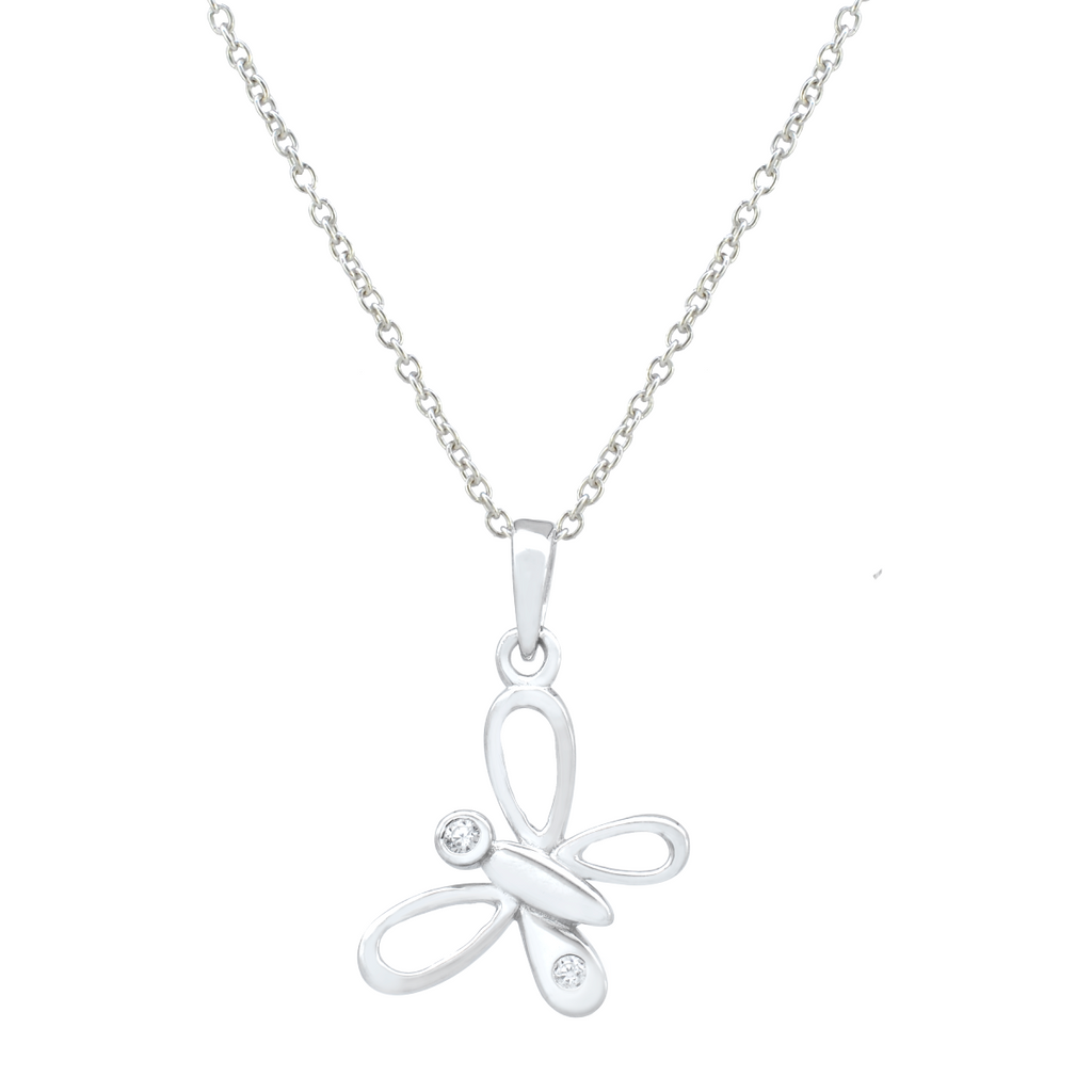 Collar gargantilla de plata con dije de mariposa con zirconia.