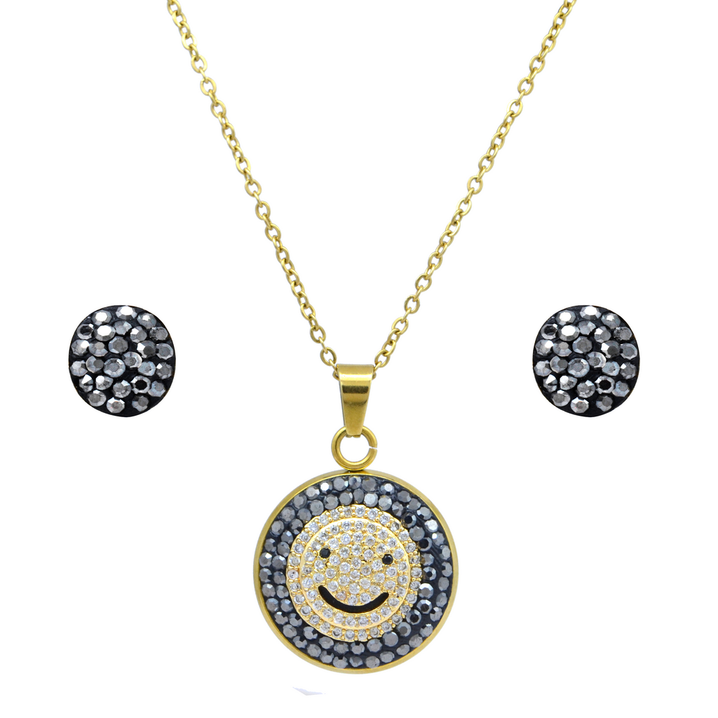 Juego de Carita Feliz En Acero Dorado