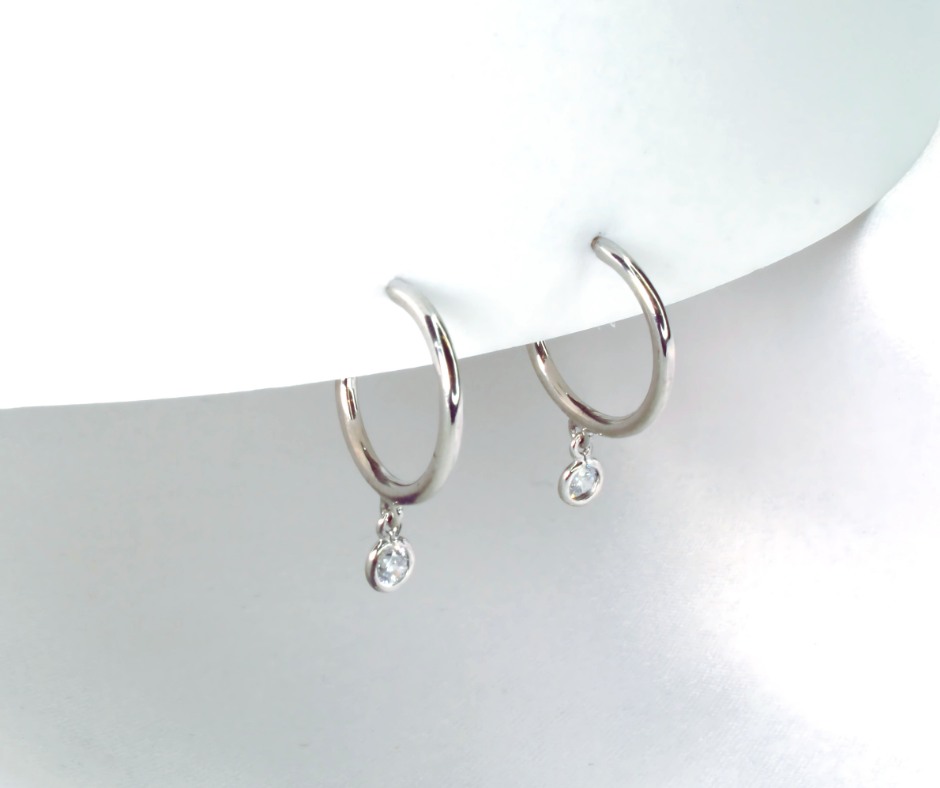 Arracadas de Plata con Zirconia Colgante