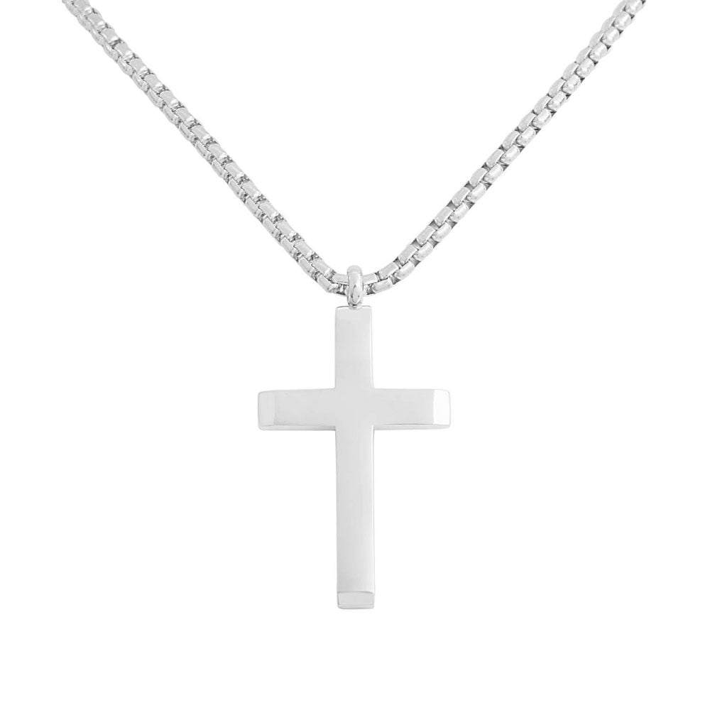 Collar De Hombre De Cruz Cuadrada De Acero Inoxidable