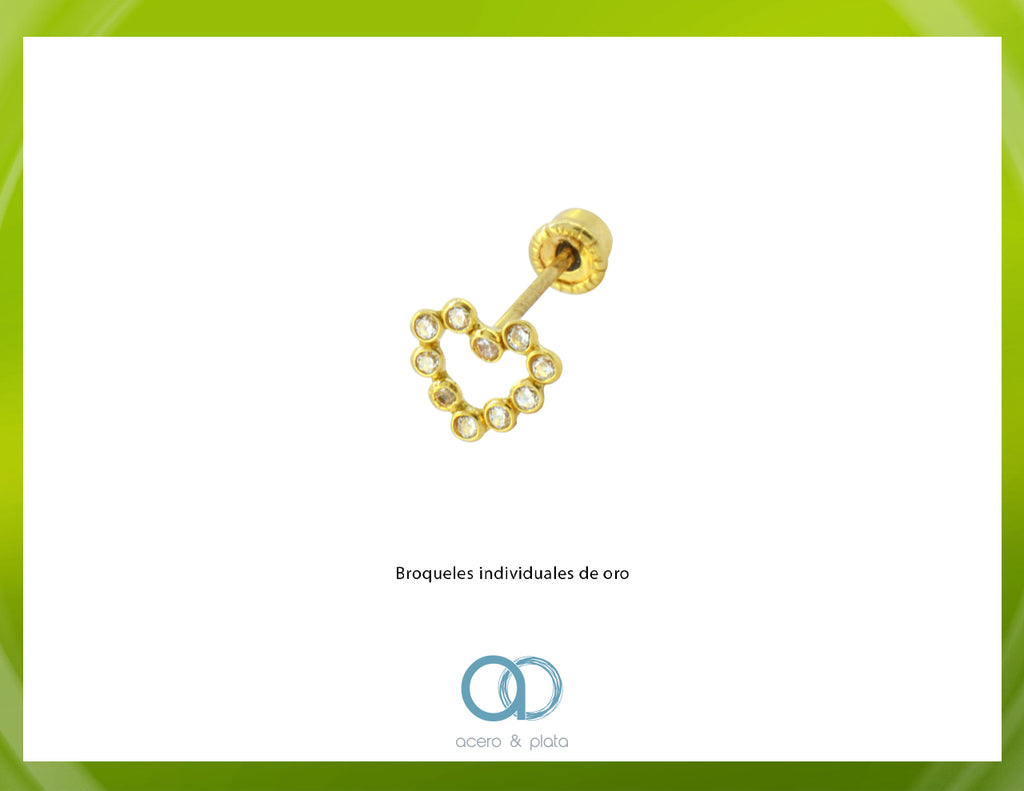 Broquel de Corazón Biselado de Oro de 10K