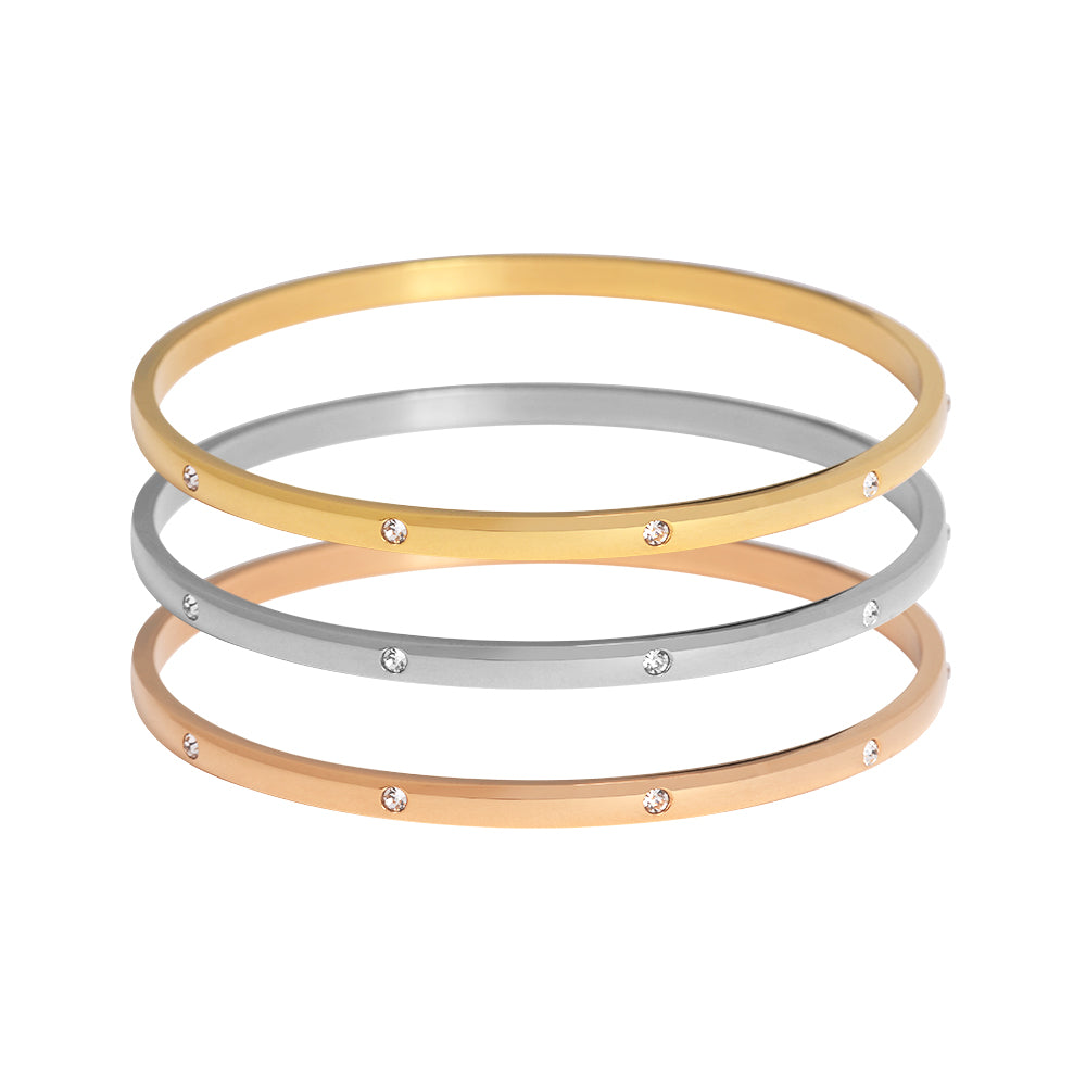 Brazalete Tres Colores Fin de Semana Combinado con Zirconias en Acero Inoxidable