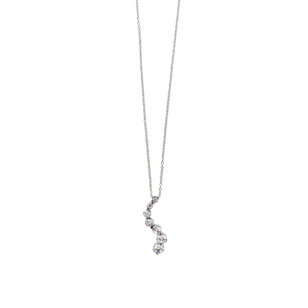 Collar de plata con dije y zirconias blancas en forma de S