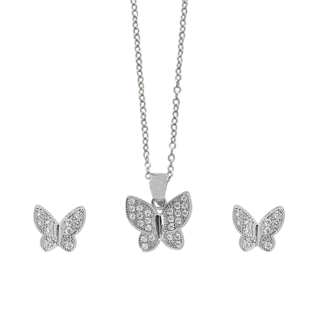 Juego de Mariposa con Zirconias en Plata .925