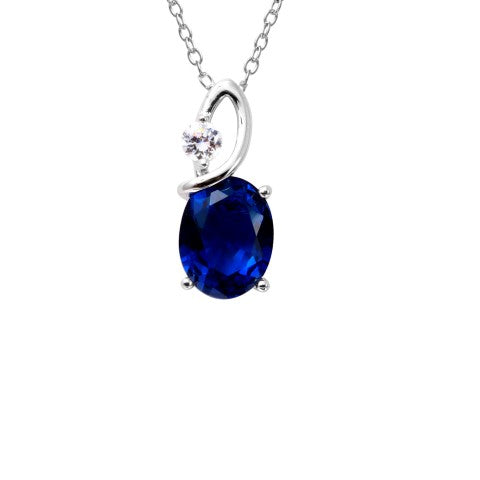 Gargantilla de Hoja con Zirconia Azul en Plata .925