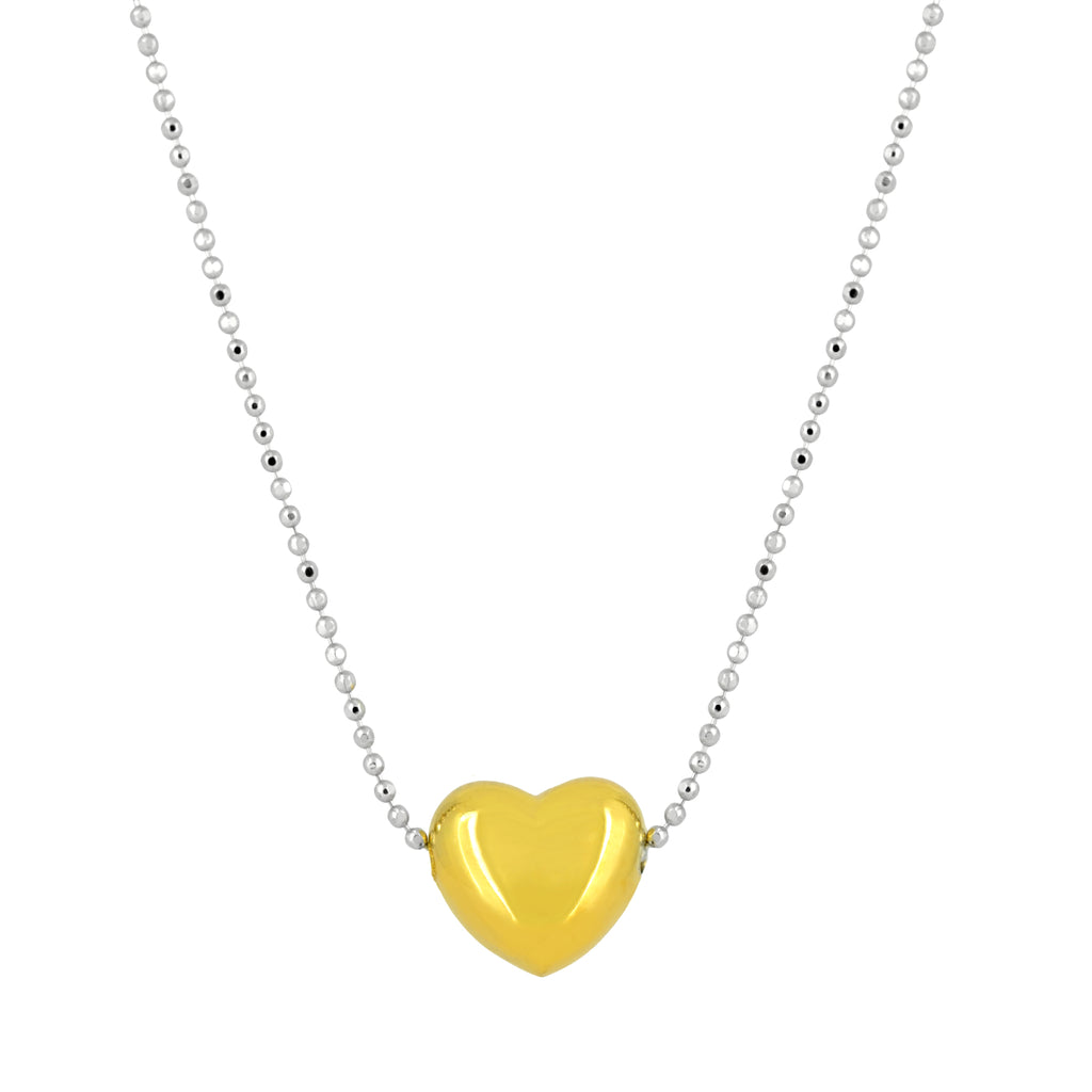 Gargantilla de Corazón Bulto Amarillo en Plata 925