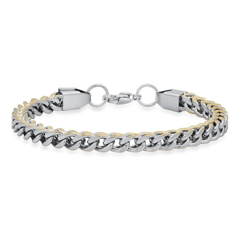 Pulsera de Eslabones de Cuadro Combinada