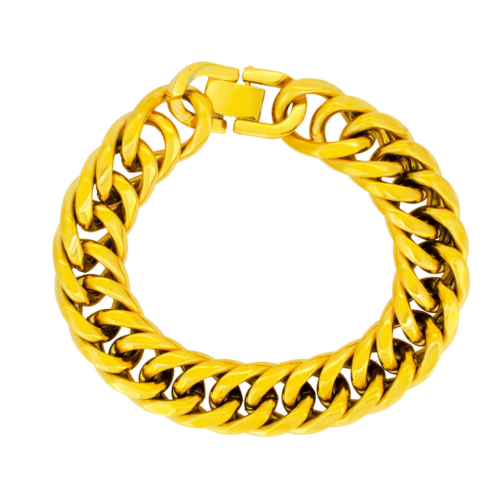 Pulsera Eslabón Cubano en Acero Dorado