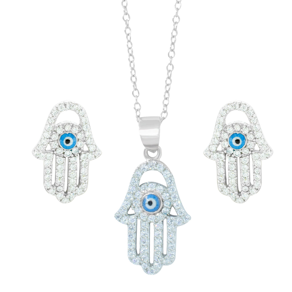 Juego Mano de Fátima Plata con Zirconias