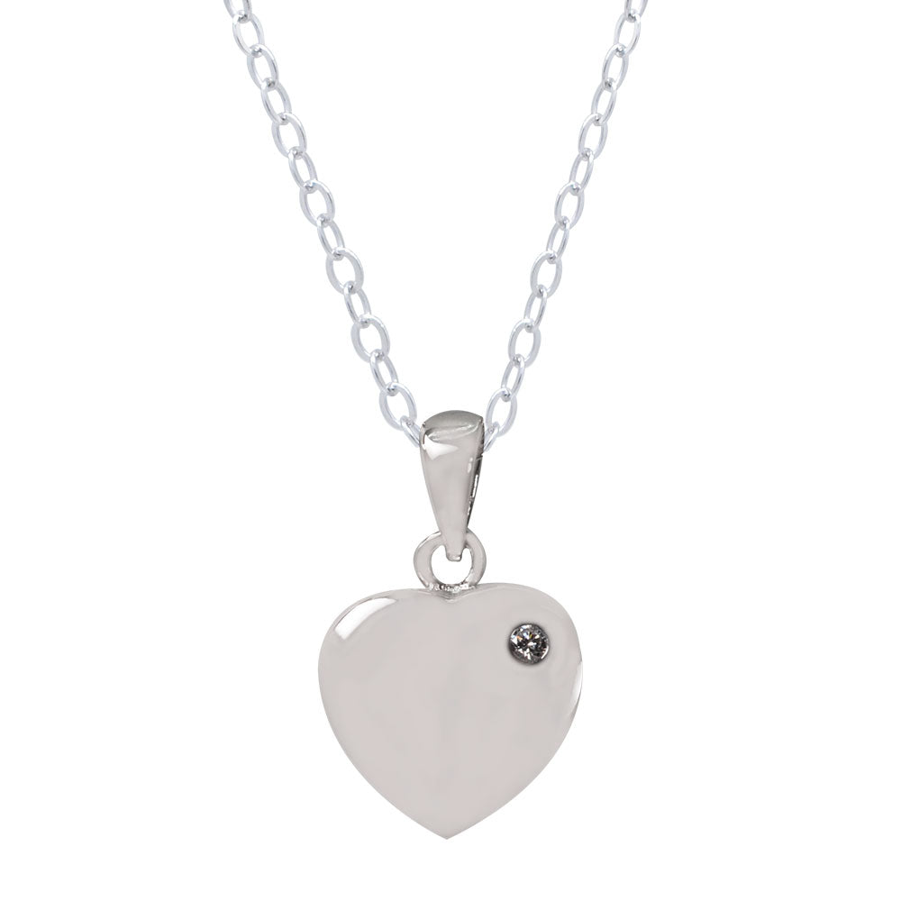 Gargantilla de Corazón Mini Liso con Zirconia en Plata .925