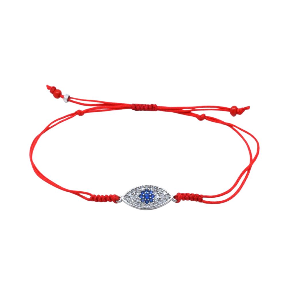Pulsera Hilo Rojo con Ojo de Plata Pavé