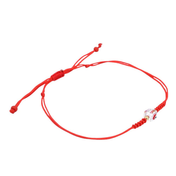 Pulsera de Hilo Rojo Ojo en Cubo y con Esferas