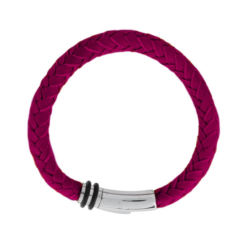 Pulsera de Piel Fina Trenzada Vino