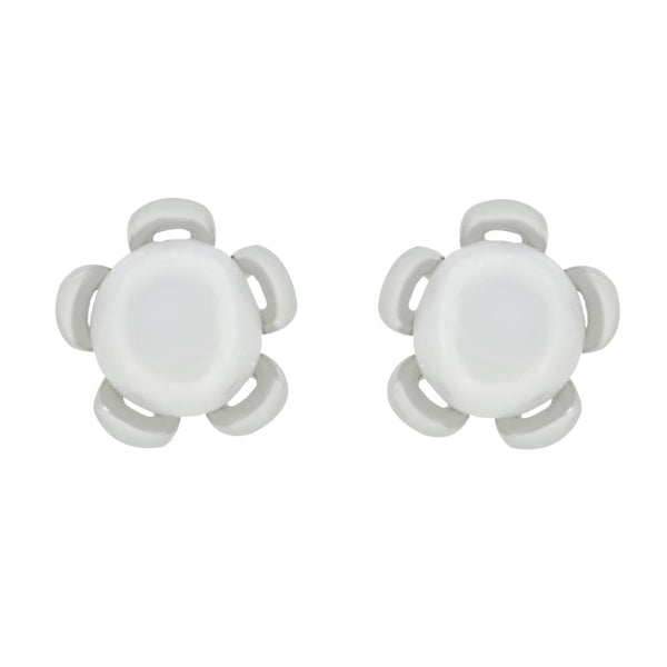 Aretes de Plata en Forma de Flor con Perla Central