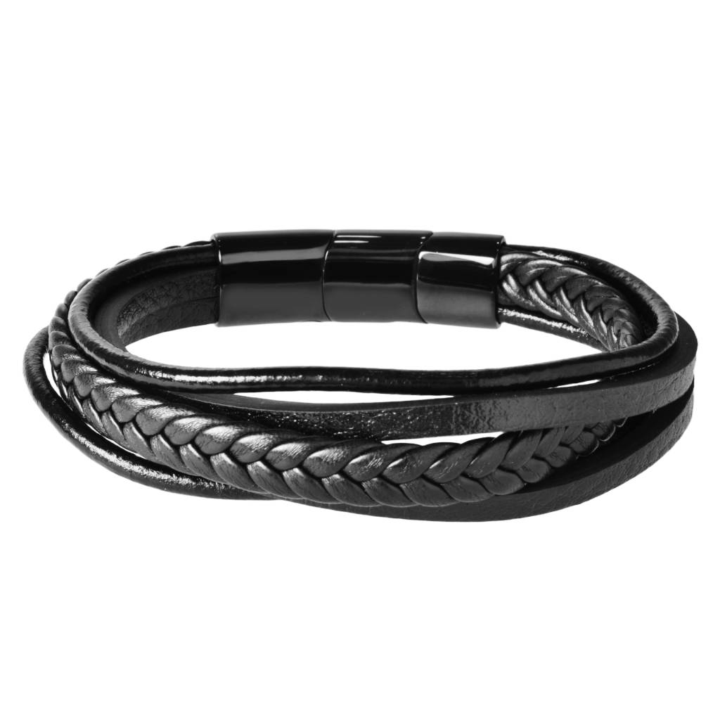 Pulsera de Piel con 5 Tiras con Broche Extensión de Acero