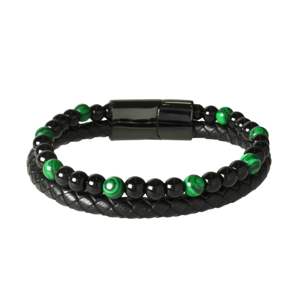 Pulsera de Piel Trenzada con Piedra