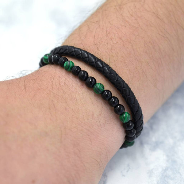 Pulsera de Piel Trenzada con Piedra