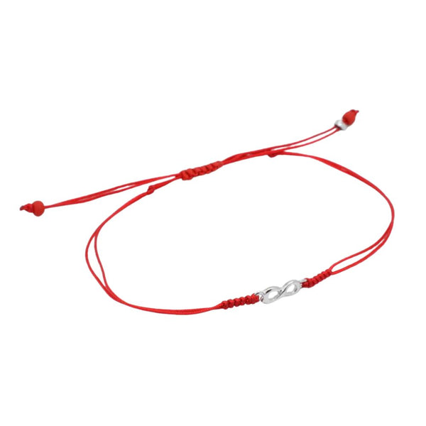 Pulsera de Hilo Rojo de con Infinito Mini de Plata