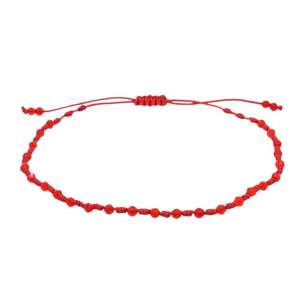 Pulsera de Hilo Rojo con Cuentas Rojas