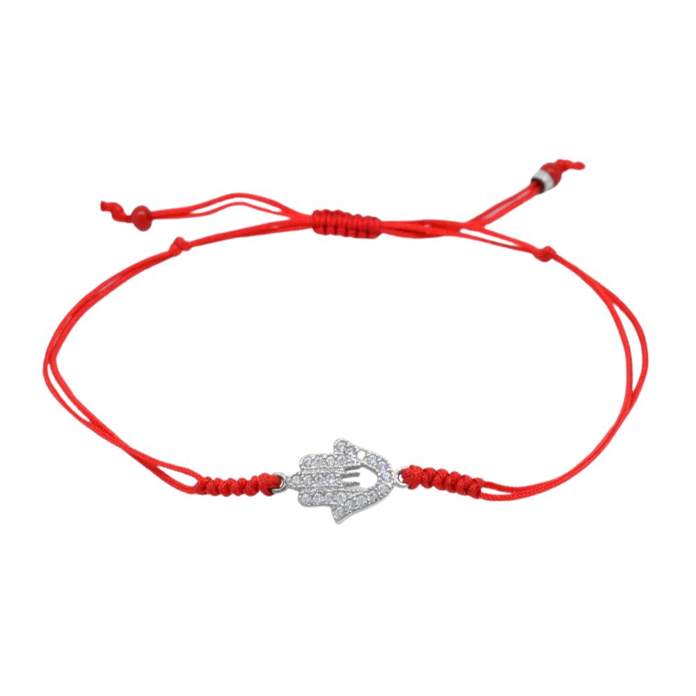 Pulsera de Hilo de Rojo con Mano de Fátima de Plata