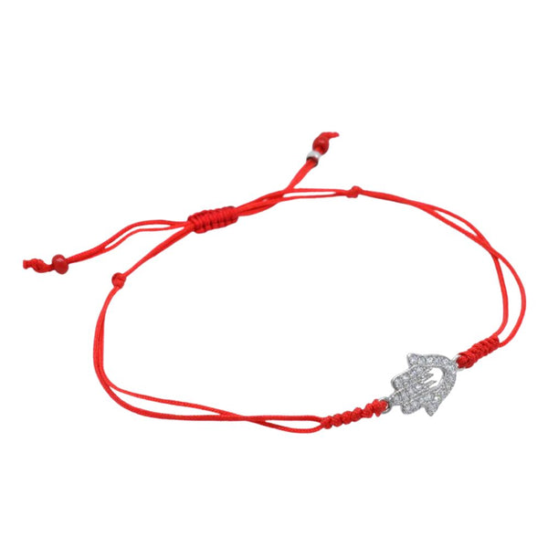 Pulsera de Hilo de Rojo con Mano de Fátima de Plata
