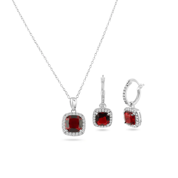 Aretes Cuadro Pavonado Rojo en Plata .925