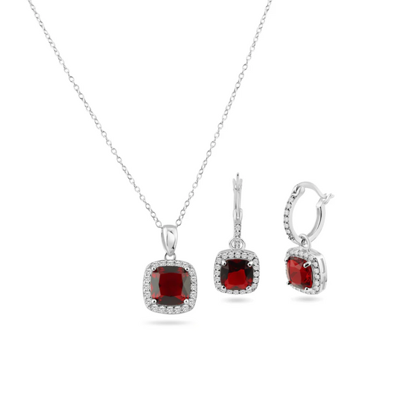 Gargantilla Cuadro Pavonado Rojo en Plata .925