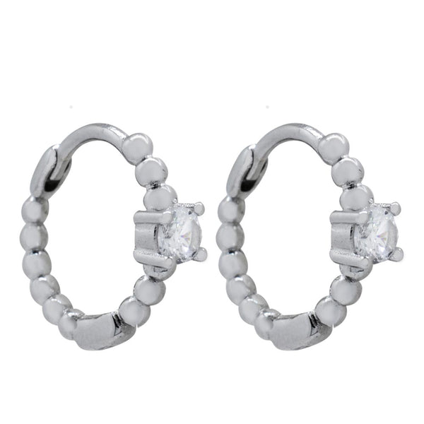 Arracadas Huggies de Esferas con Zirconia en Plata.925
