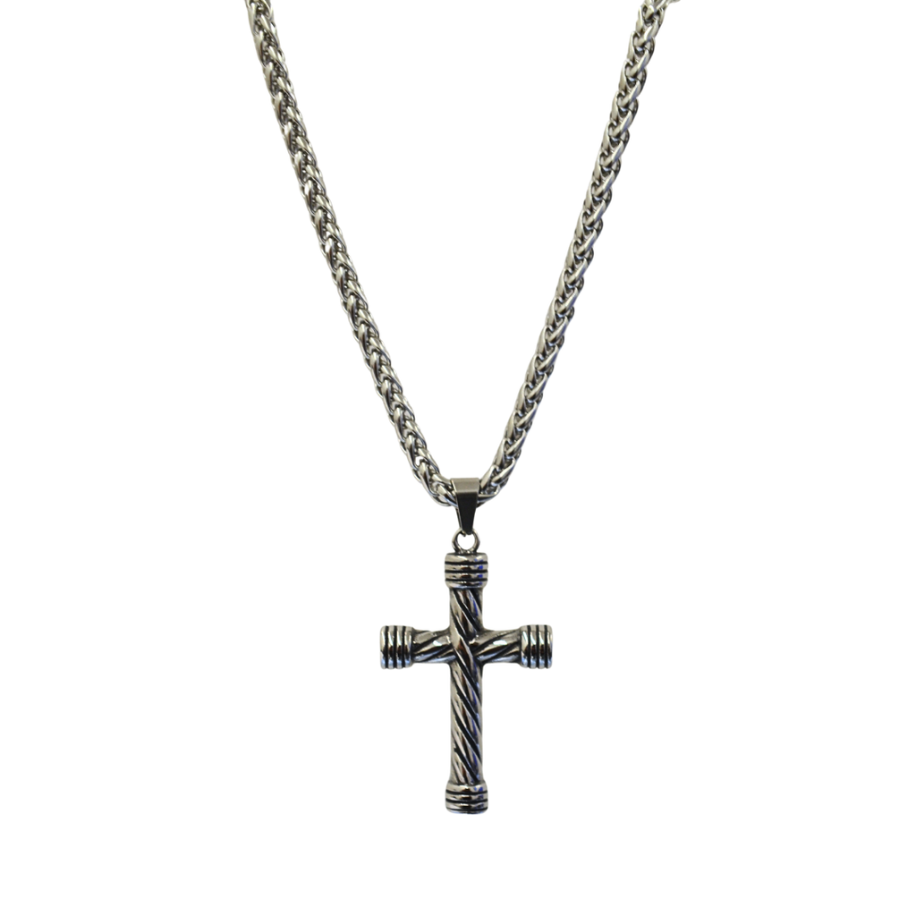 Gargantilla Cruz Enredada en Acero Inoxidable