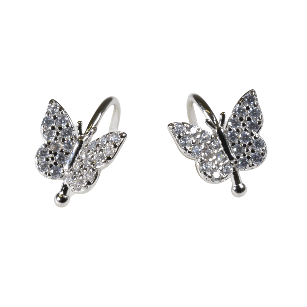 Aretes de Mariposas Simulador con Zirconias de Plata .925