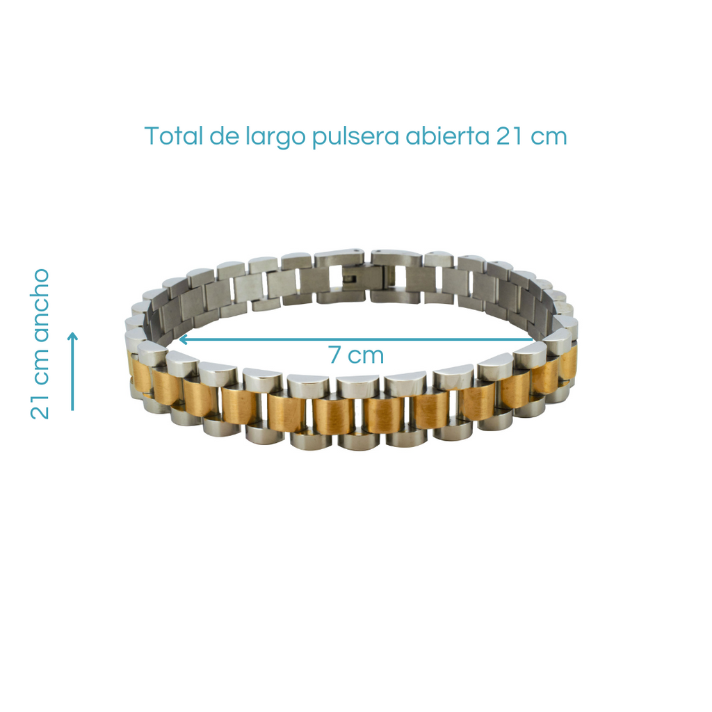 Pulsera de Eslabones tipo reloj de Acero Inoxidable – Acero y Plata