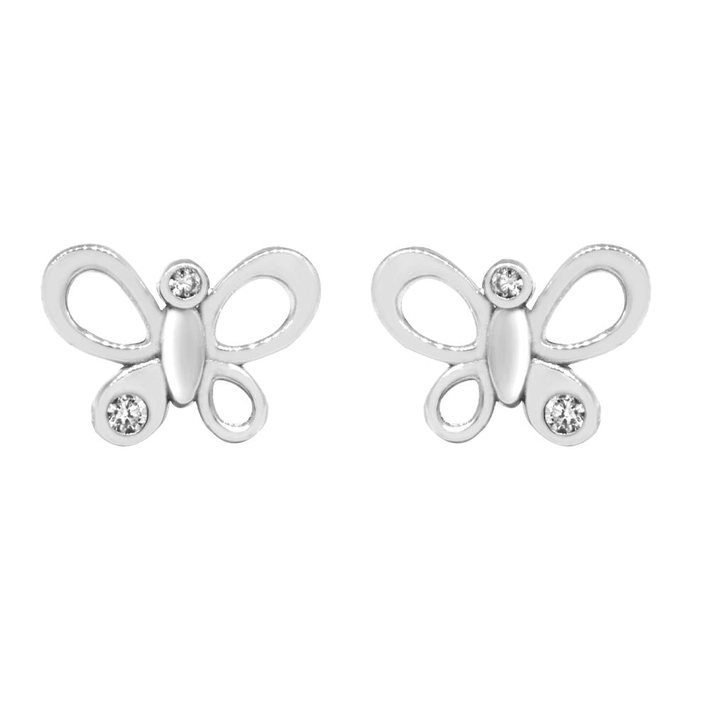 Aretes de Mariposa con Zirconia en Plata .925