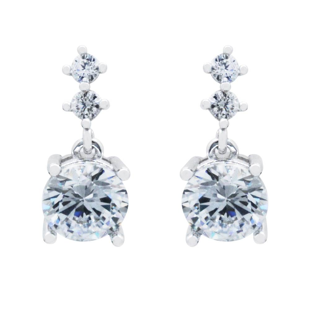Aretes de Zirconias Colgantes en Plata .925