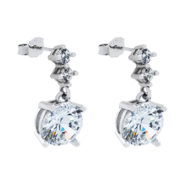 Aretes de Zirconias Colgantes en Plata .925