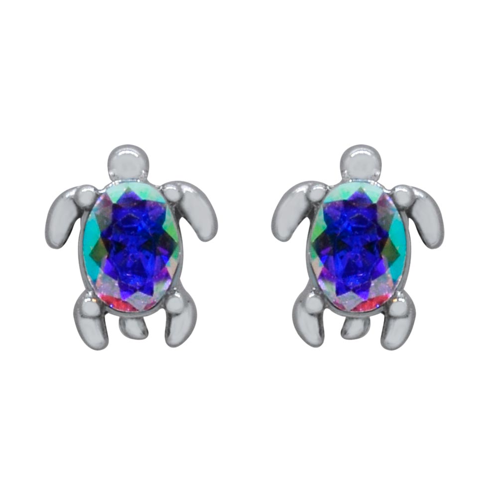 Broqueles de Tortuga Mini Tornasol en Plata .925
