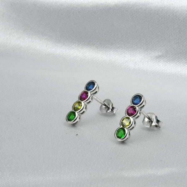 Aretes 4 Boquillas Venus Zirconias en Plata .925