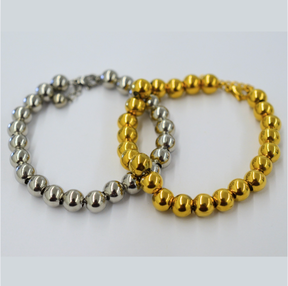 Pulsera de Esferas Lisas en Acero Inoxidable
