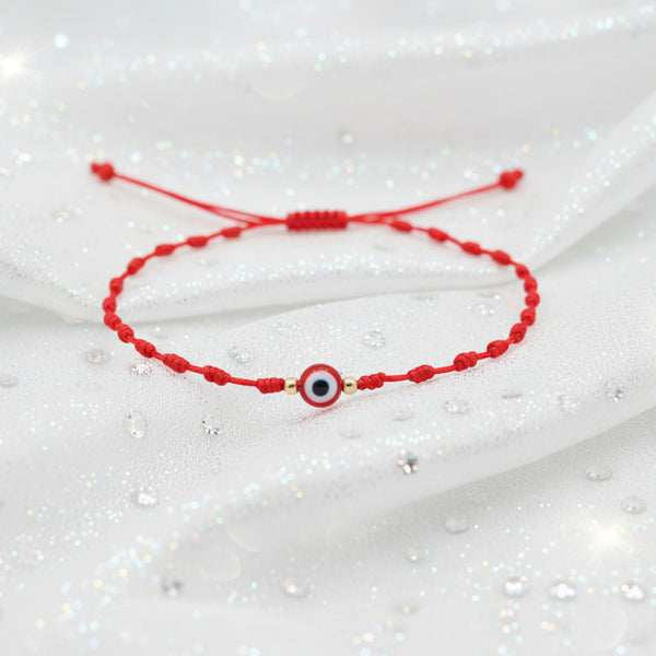 Pulsera de Hilo Rojo con Ojo Rojo y Nudos