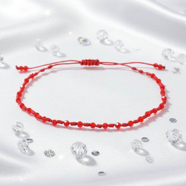 Pulsera de Hilo Rojo con Cuentas Rojas