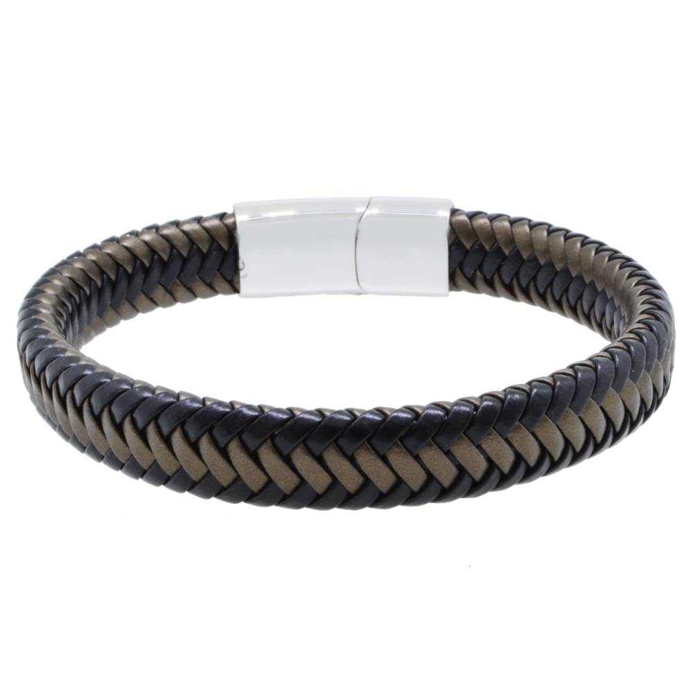 Pulsera Trenzada Con Piel Y Cierre Acero Sr Fashion Pulsera Trenzada Con Piel Y Cierre Acero Sr Fashion