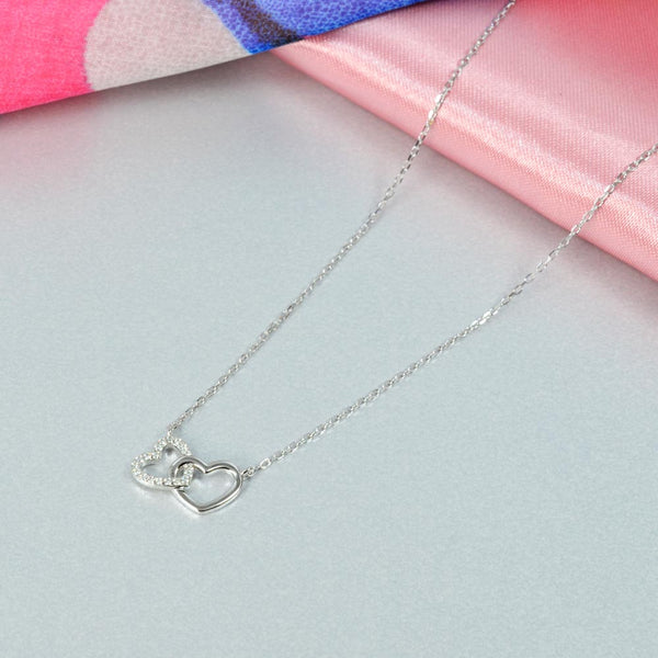 Gargantilla de Plata con Dije de Dos Corazones Entrelazados